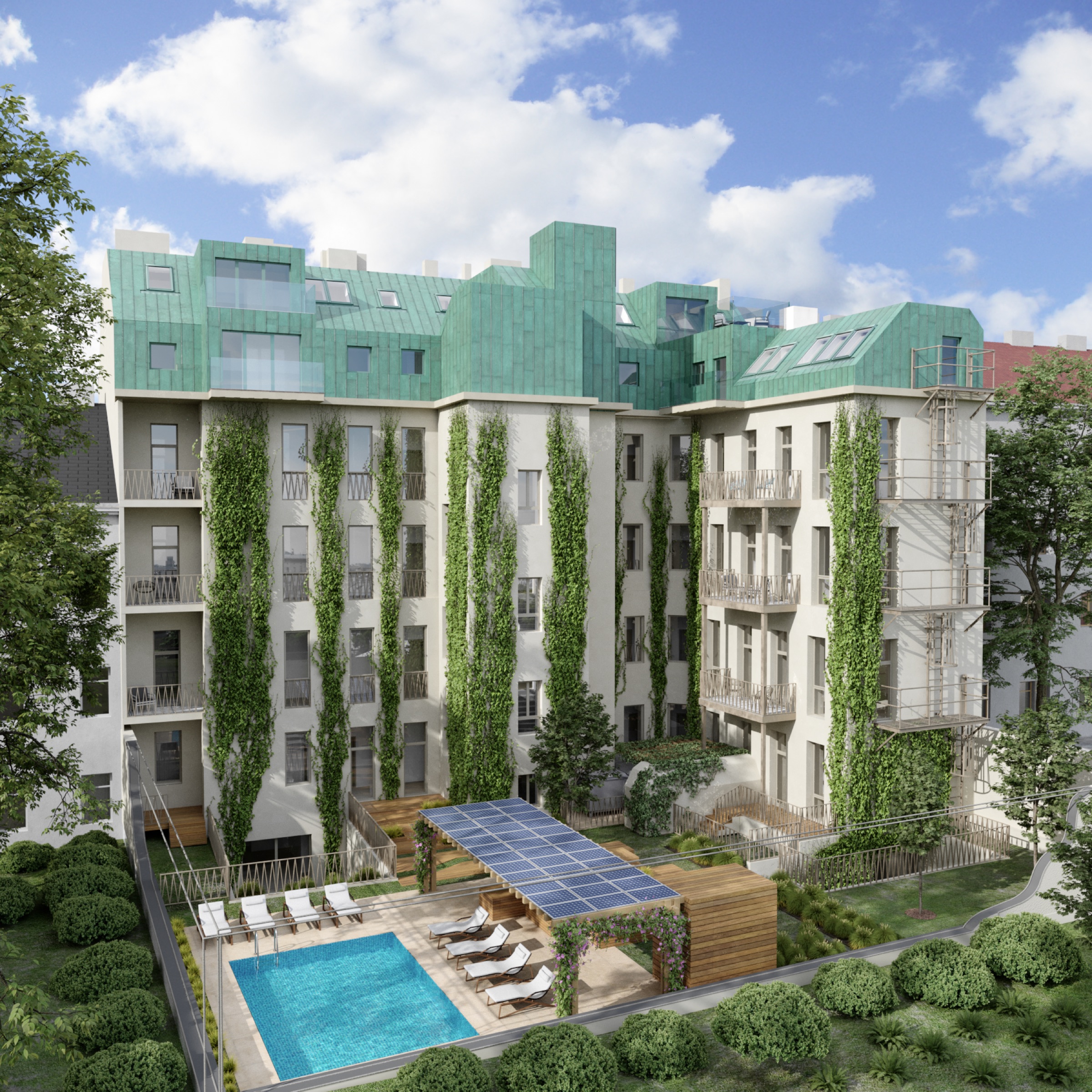 Hofentwurf für das Projekt Drischützgasse im 11. Bezirk