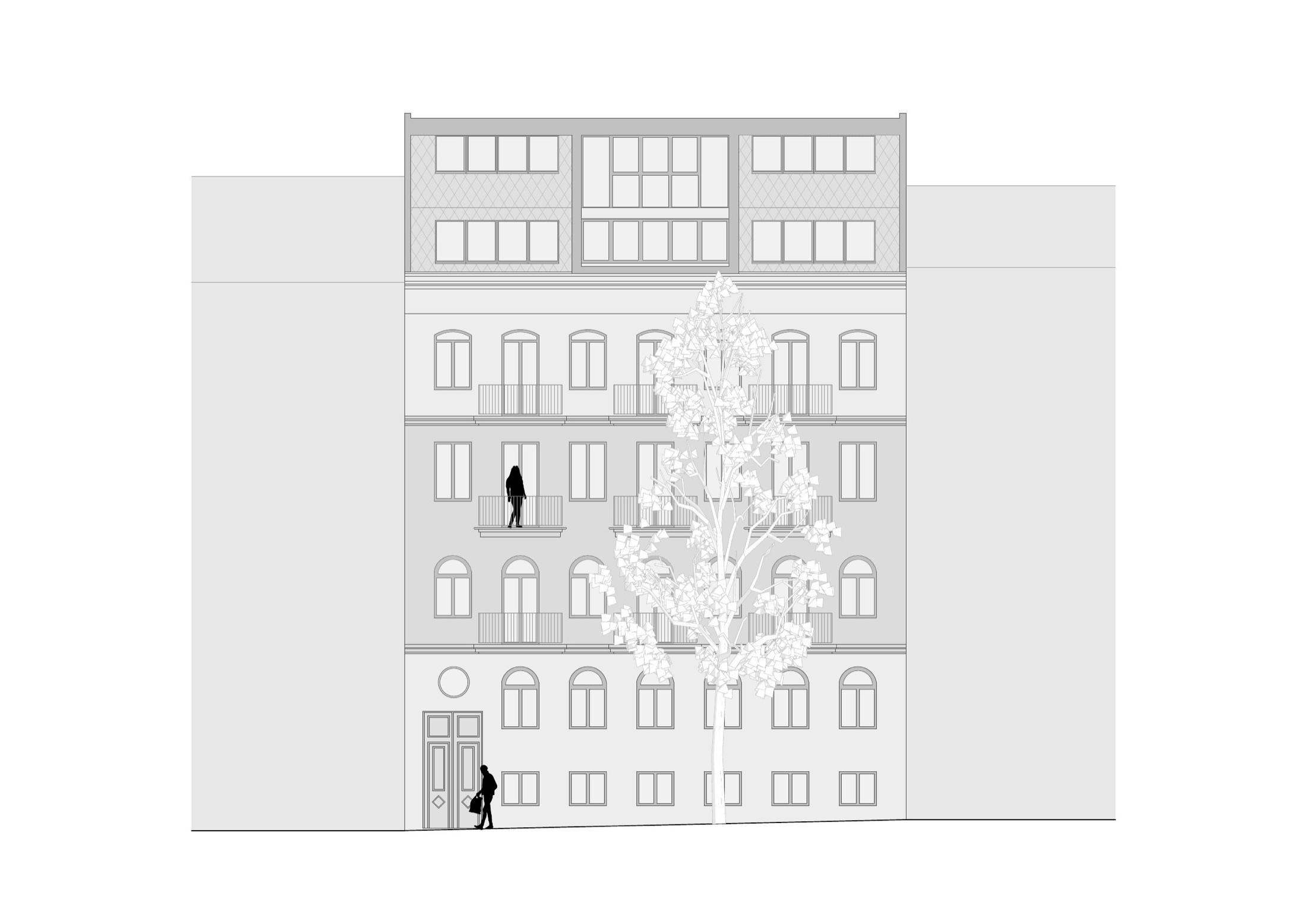 Fassadenansicht der Studie Heigerleinstraße im 16. Bezirk